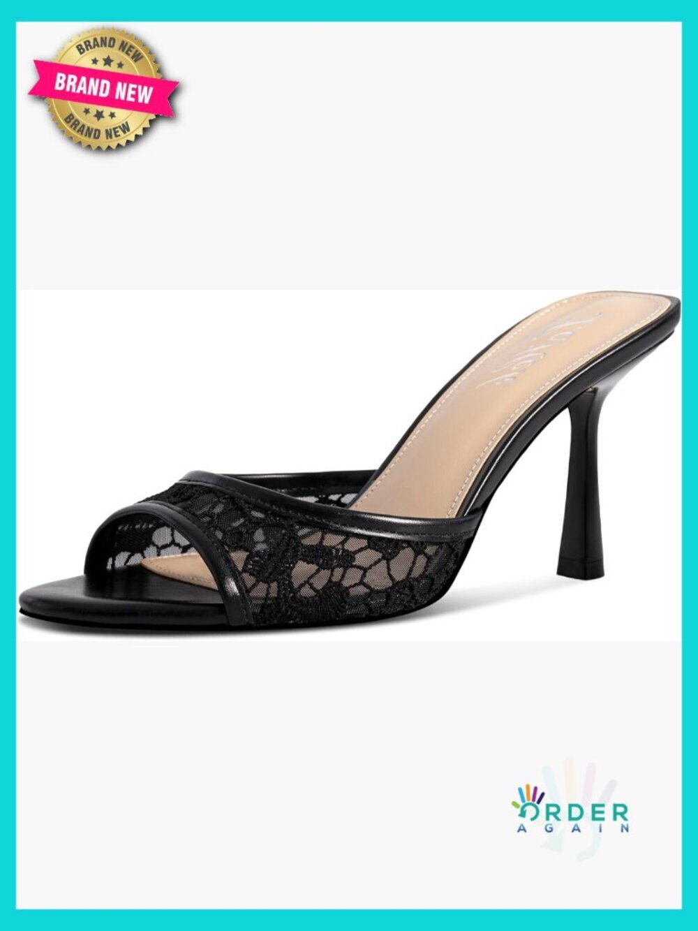 Kitten Heel Mules Open Toe Lace Slip On Heeled Sandals Summer Dress Shoes Party